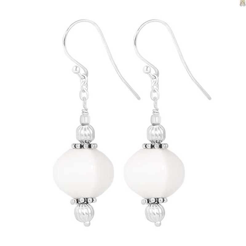 White Glass Beaded Earring BDD-3-33