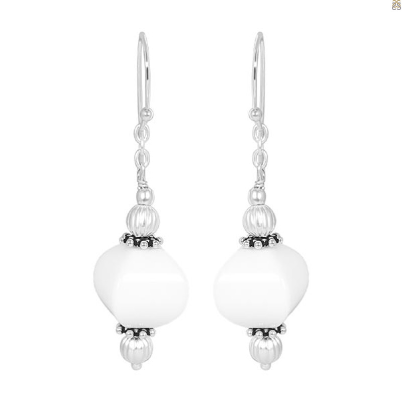 White Glass Beaded Earring BDD-3-33