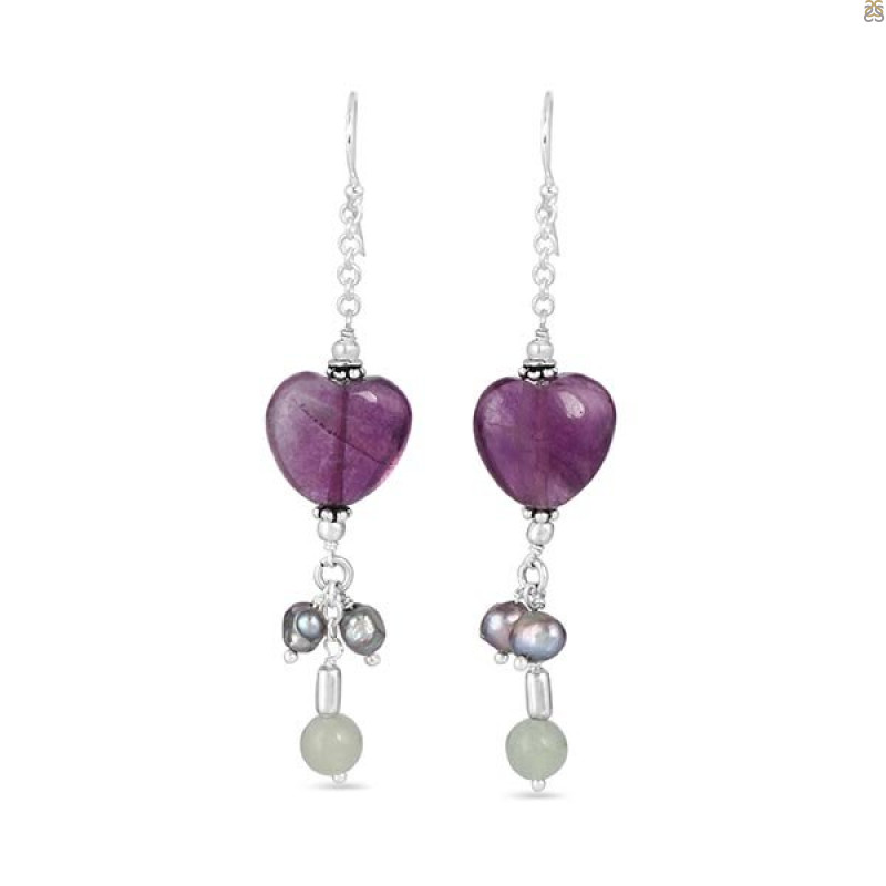 Amethyst/PrehniteBeaded Earring-2E BDD-3-48