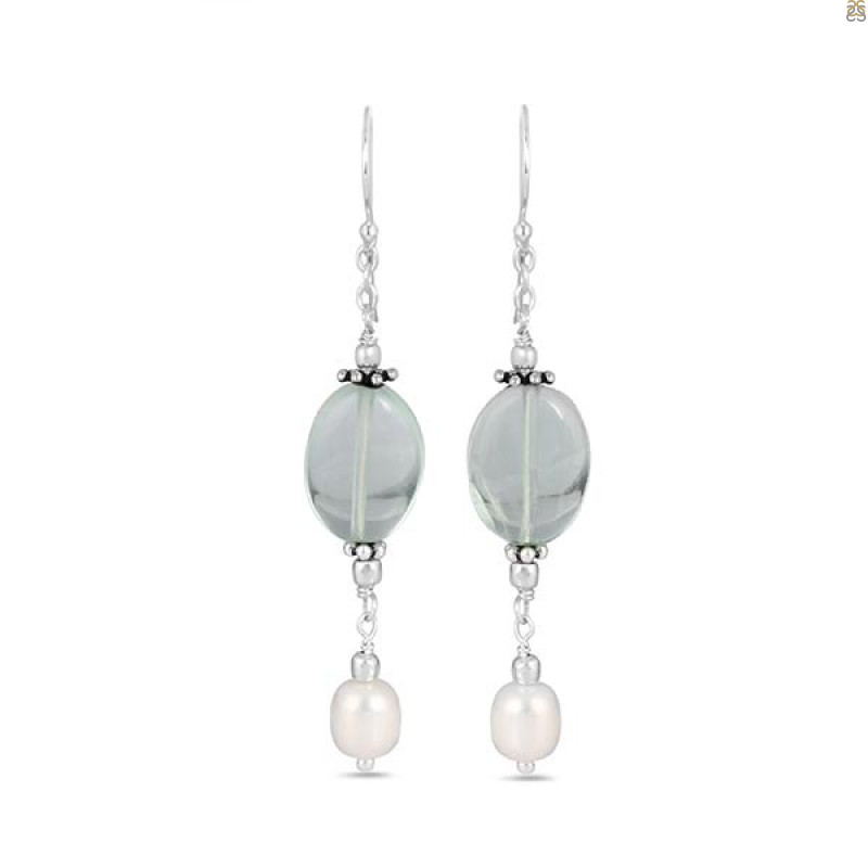 Fluorite/PearlBeaded Earring-2E BDD-3-66