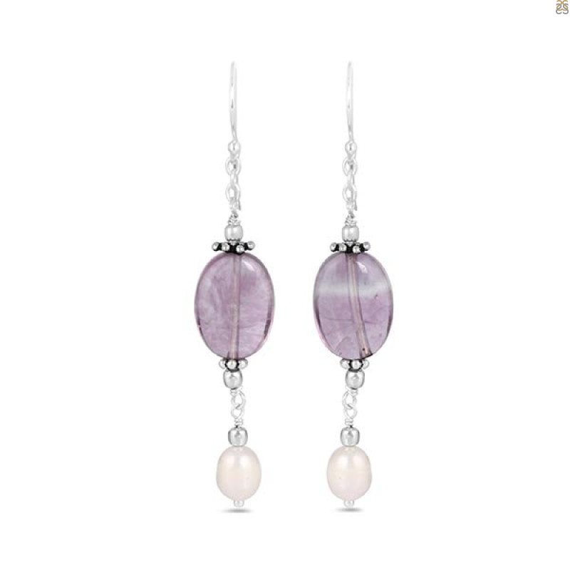 Fluorite /PearlBeaded Earring-2E BDD-3-69