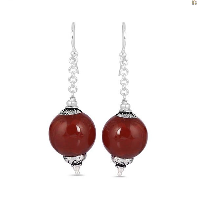 Red Onyx/Beaded Earring-2E BDD-3-70