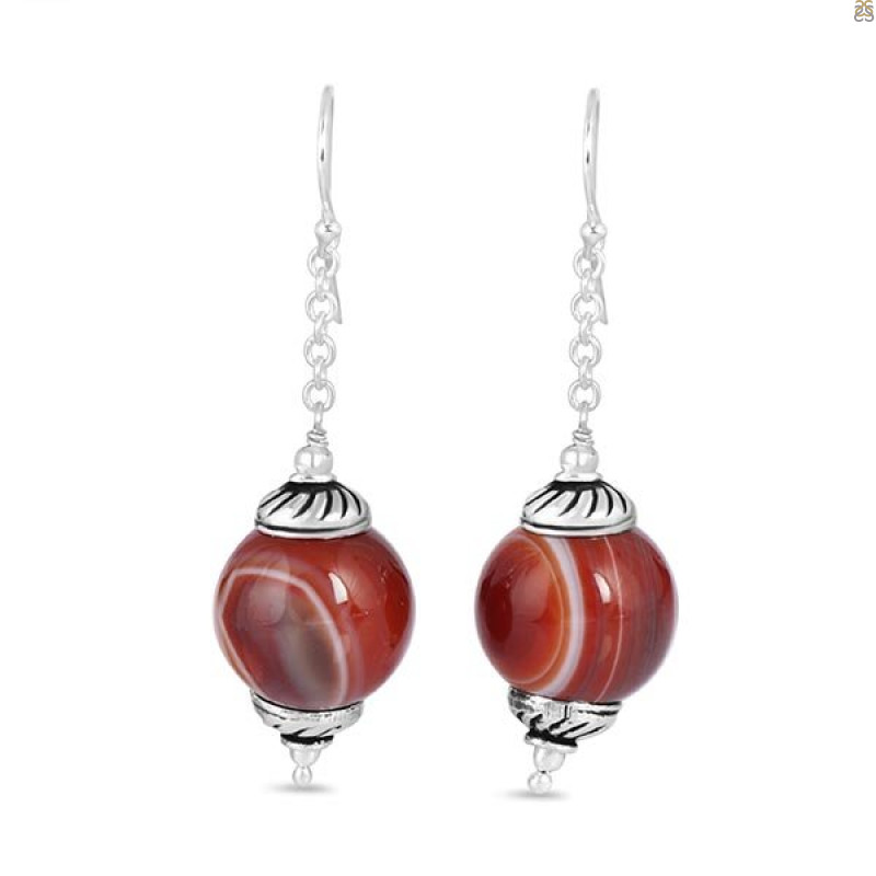 Red Onyx/Beaded Earring-2E BDD-3-71