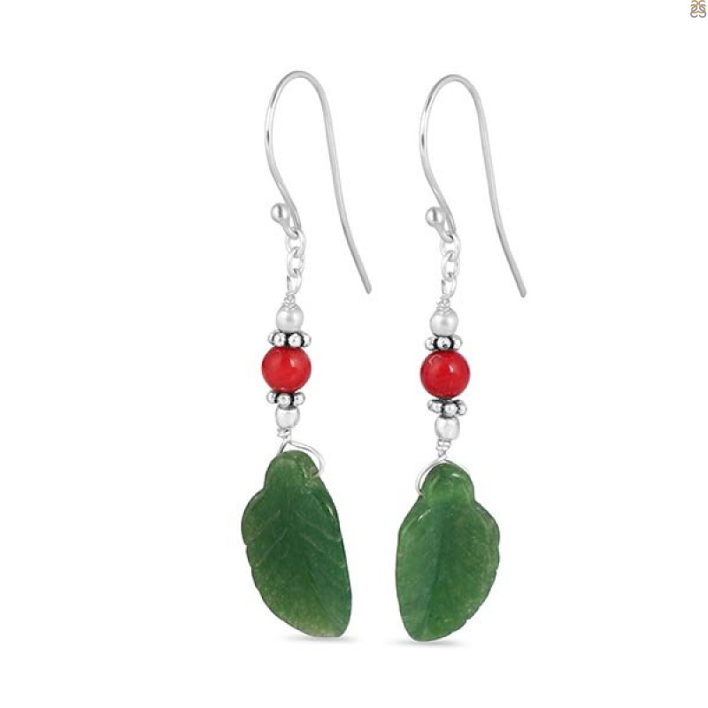 Green Jasper/SunstoneBeaded Earring-2E BDD-3-74