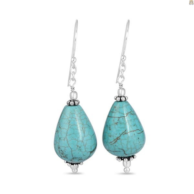 Stabilized Turquoise/Beaded Earring BDD-3-76