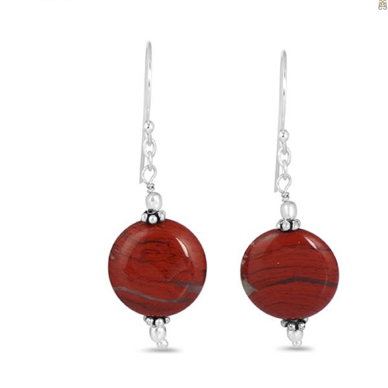 Red Jasper/Beaded Earring-2E BDD-3-77