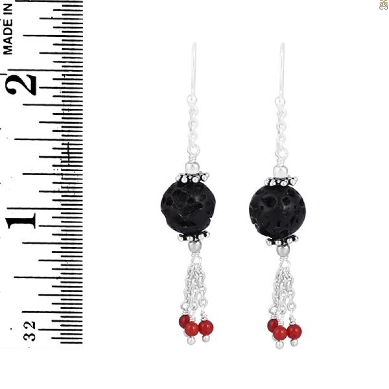 Lava/CoralBeaded Earring-2E BDD-3-82