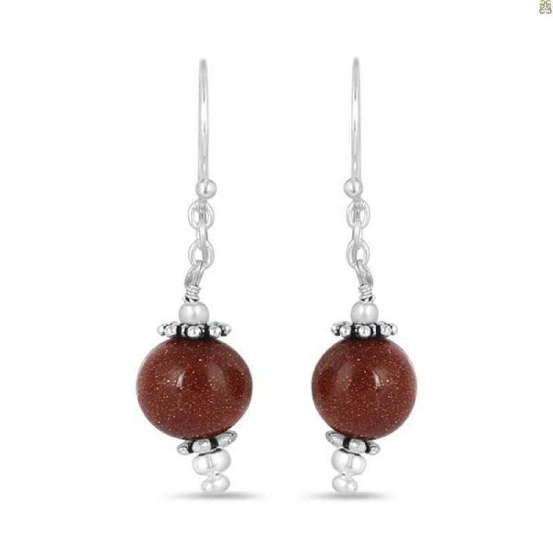 Sunstone/Beaded Earring-2E BDD-3-85