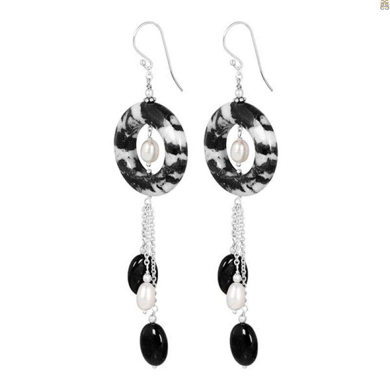 Zebra Jasper Beaded Earring BDD-3-9