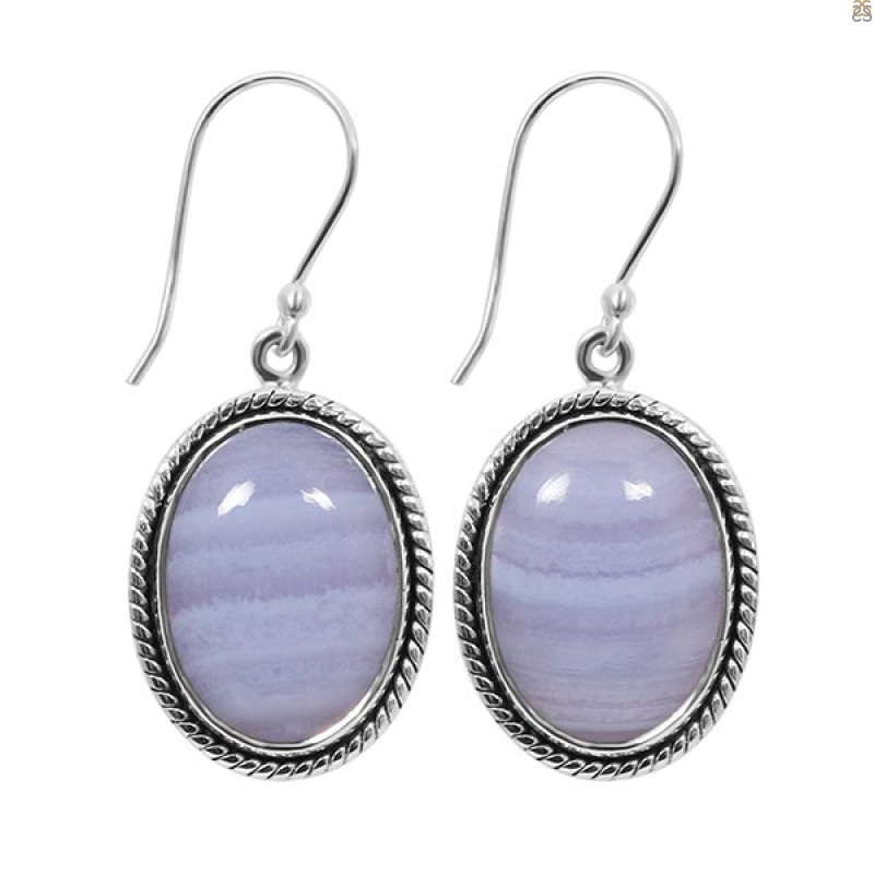 Blue Lace Agate Earring-E BLA-3-24