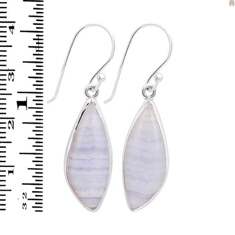 Blue Lace Agate Earring-E BLA-3-30