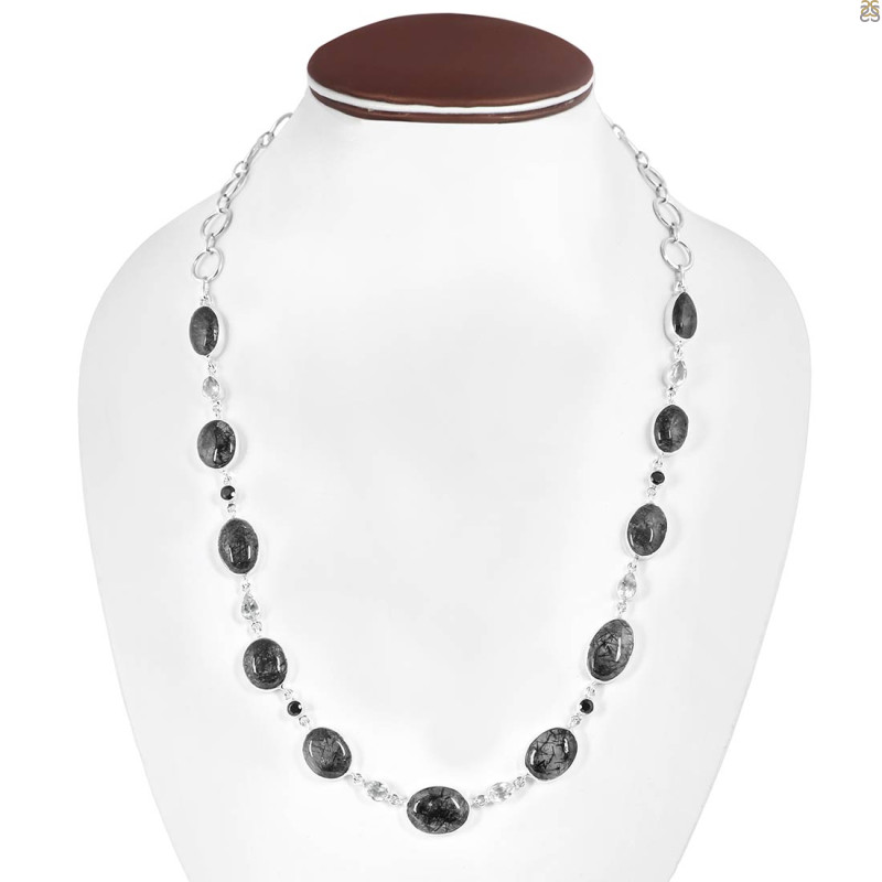 Black Rutile Necklace-NSL BLR-12-4
