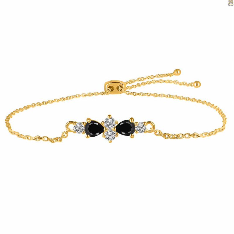 Black Tourmaline & White Topaz Bracelet With Adjustable Camera Lock BLS-RDB-146.