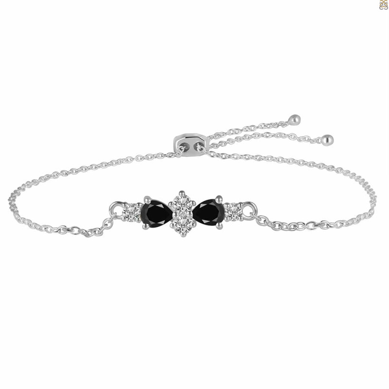Black Tourmaline & White Topaz Bracelet With Adjustable Camera Lock BLS-RDB-146.