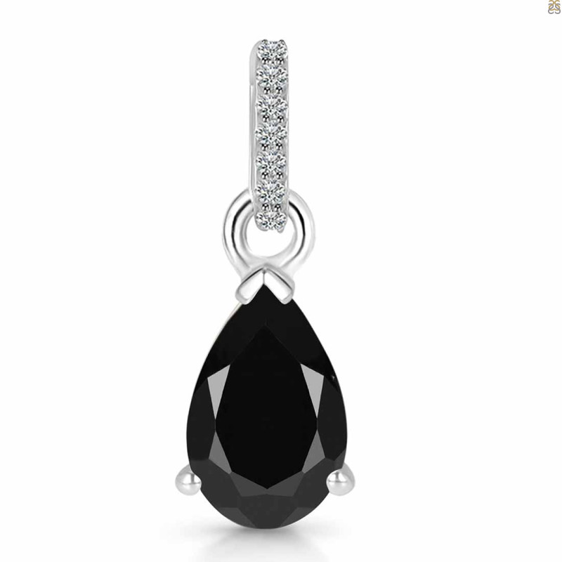 Black Tourmaline & White Topaz Pendant BLS-RDP-757-CZ.