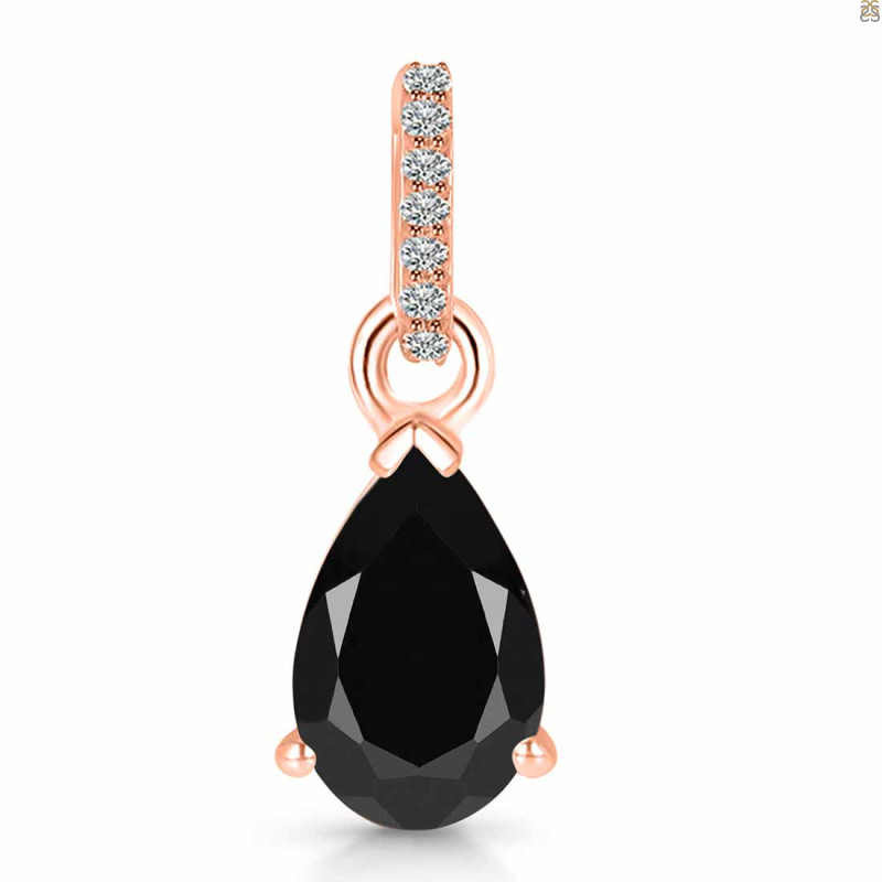 Black Tourmaline & White Topaz Pendant BLS-RDP-757-CZ.