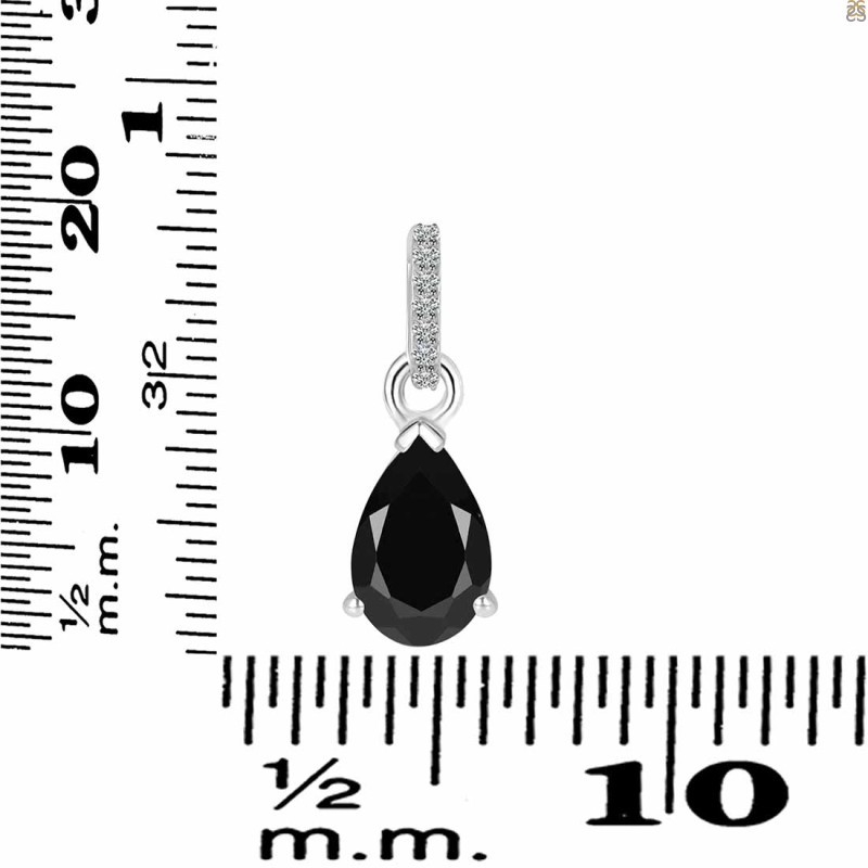Black Tourmaline & White Topaz Pendant BLS-RDP-757-CZ.