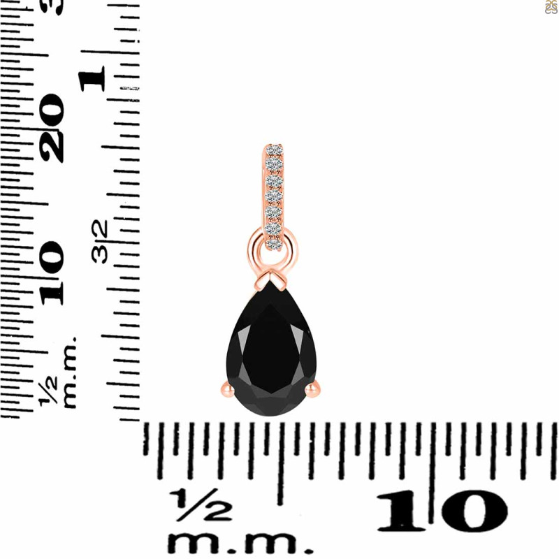 Black Tourmaline & White Topaz Pendant BLS-RDP-757-CZ.