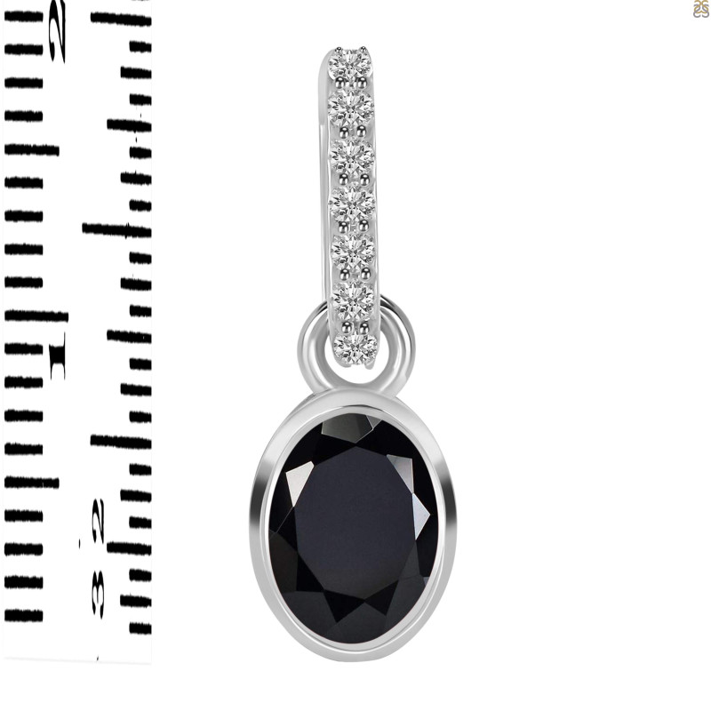 Black Tourmaline & White Topaz Pendant BLS-RDP-780-CZ-LOOP.