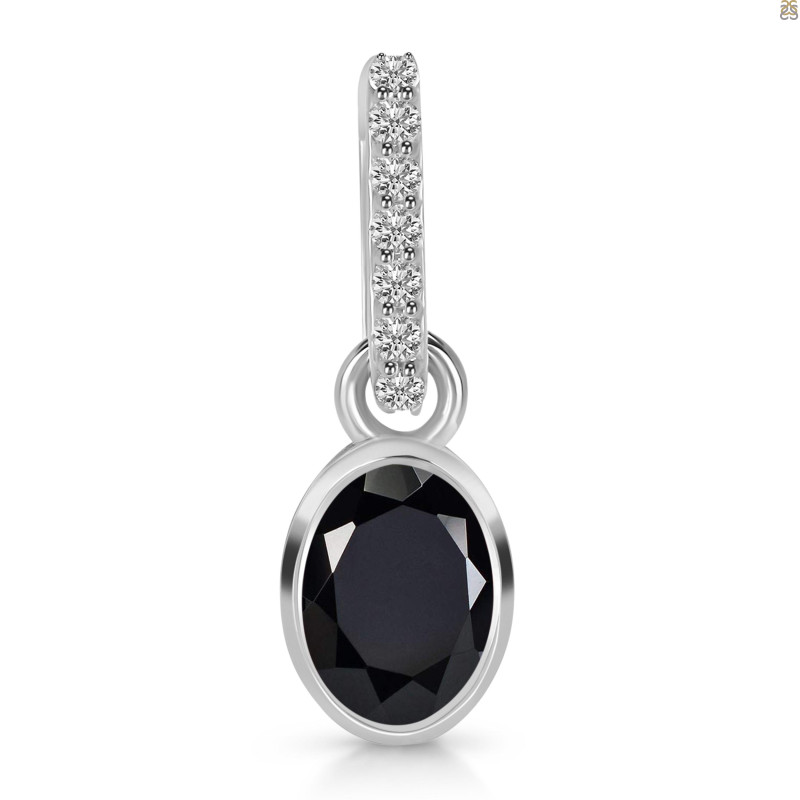 Black Tourmaline & White Topaz Pendant BLS-RDP-780-CZ-LOOP.