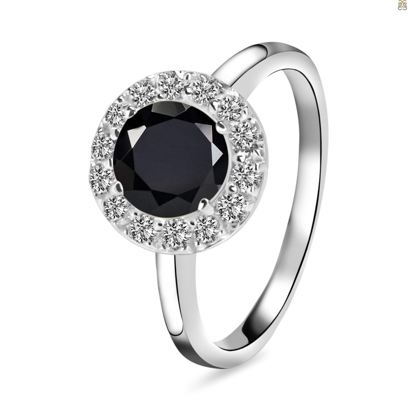 Black Tourmaline & White Topaz Ring BLS-RDR-1768.