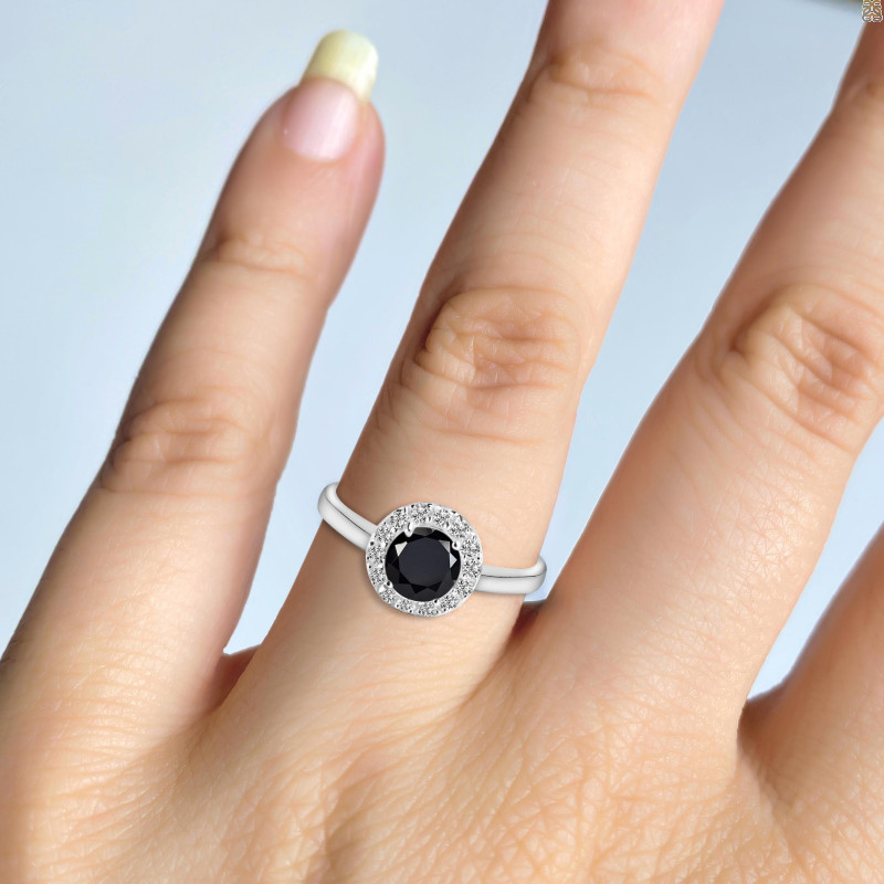 Black Tourmaline & White Topaz Ring BLS-RDR-1768.