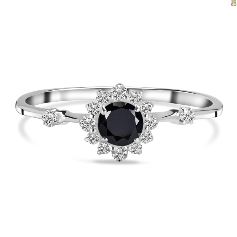 Black Tourmaline & White Topaz Ring BLS-RDR-1937.