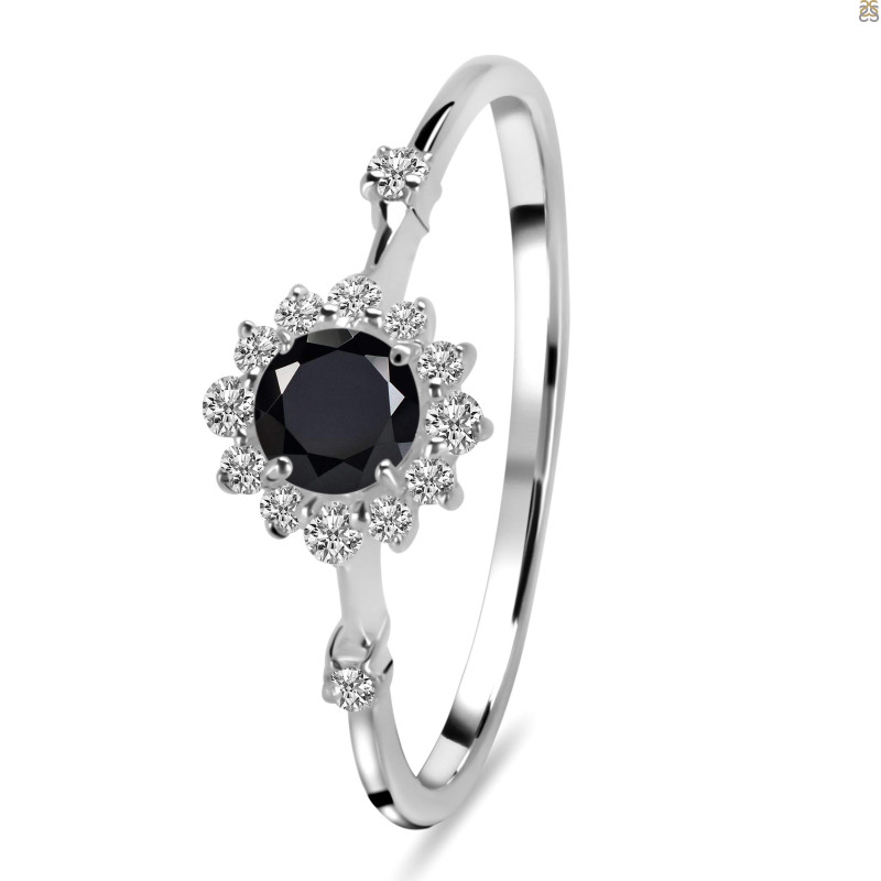 Black Tourmaline & White Topaz Ring BLS-RDR-1937.