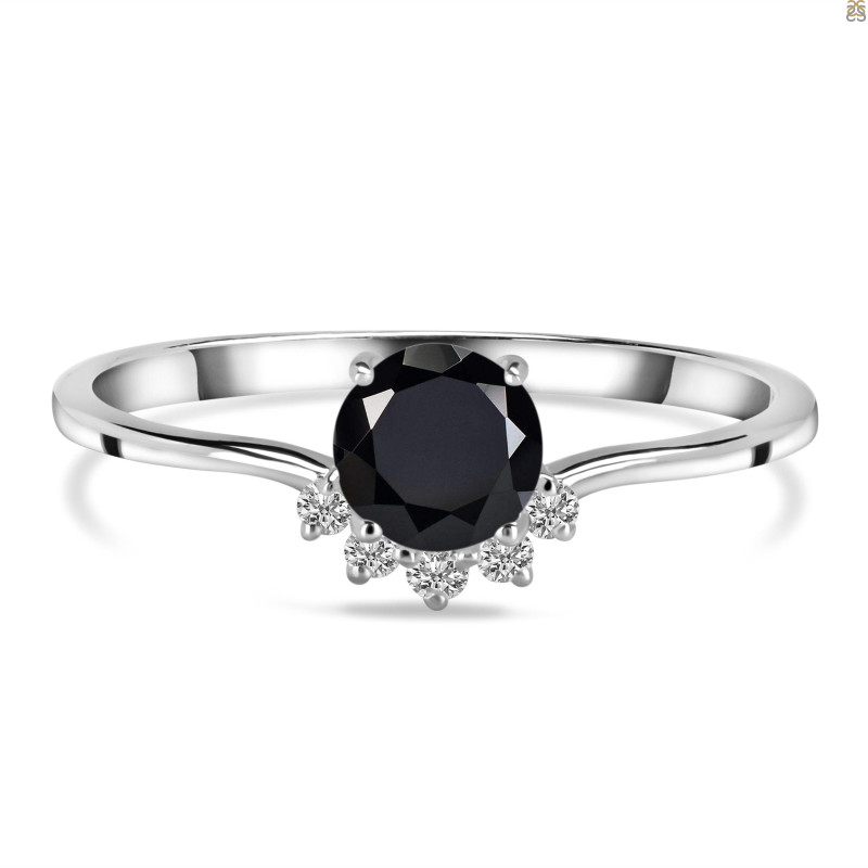 Black Tourmaline & White Topaz Ring BLS-RDR-1942.