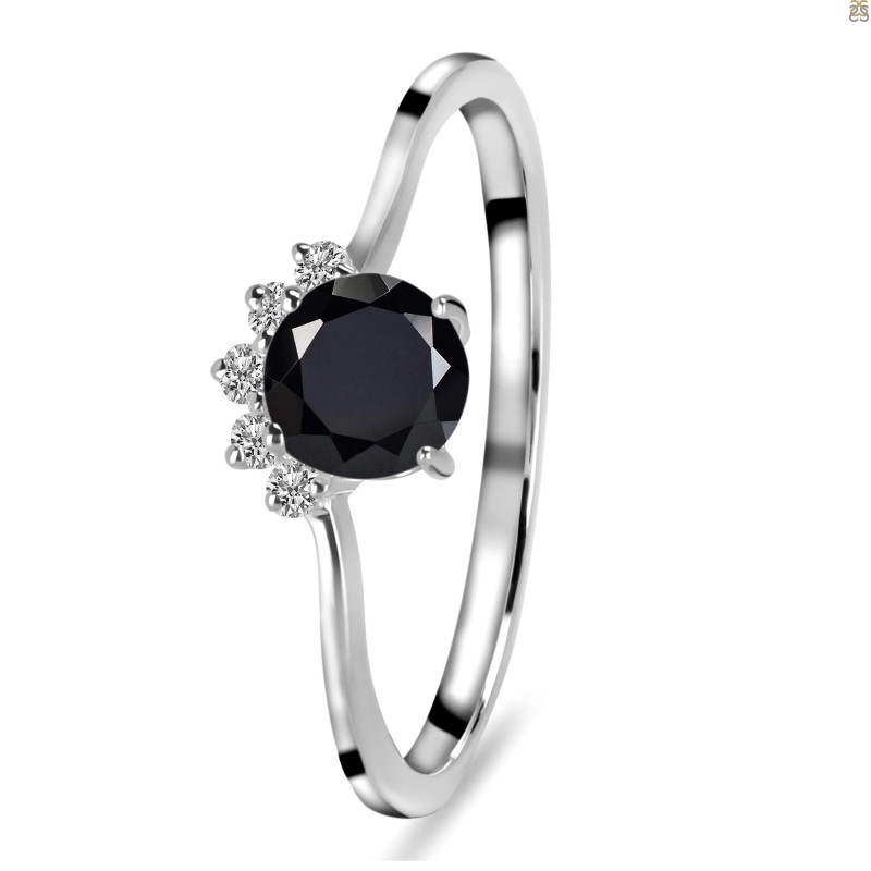 Black Tourmaline & White Topaz Ring BLS-RDR-1942.