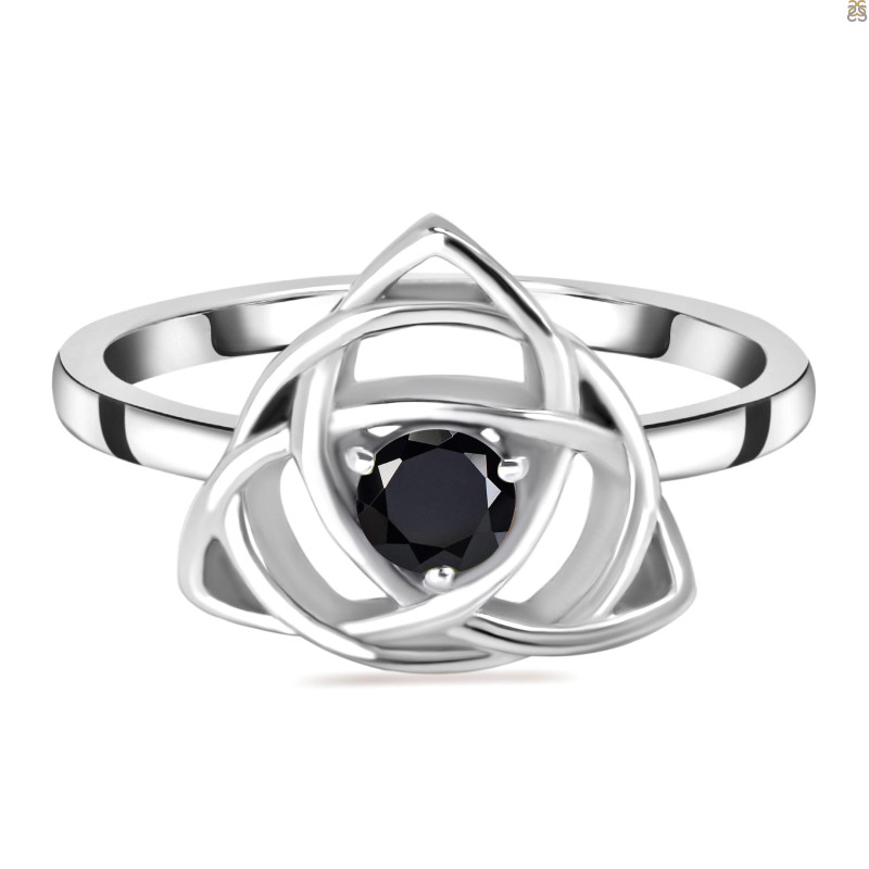 Black Tourmaline Triquetra Ring BLS-RDR-2142.
