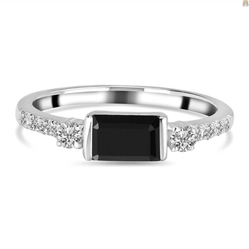 Black Tourmaline & White Topaz Ring BLS-RDR-2186.