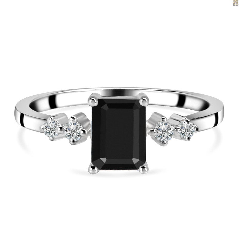 Black Tourmaline & White Topaz Ring BLS-RDR-2187.