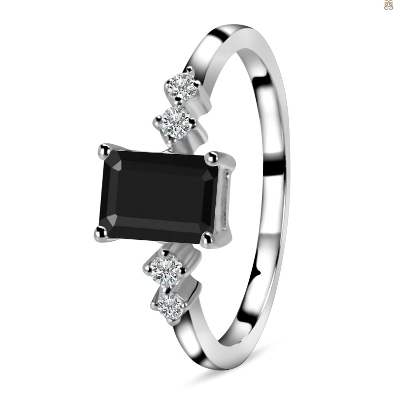 Black Tourmaline & White Topaz Ring BLS-RDR-2187.