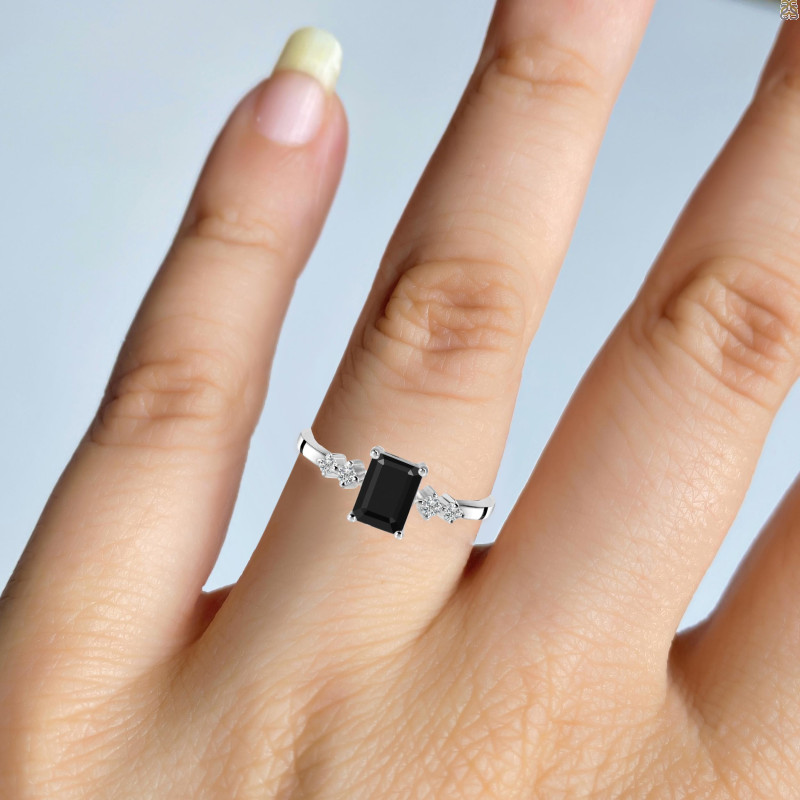Black Tourmaline & White Topaz Ring BLS-RDR-2187.