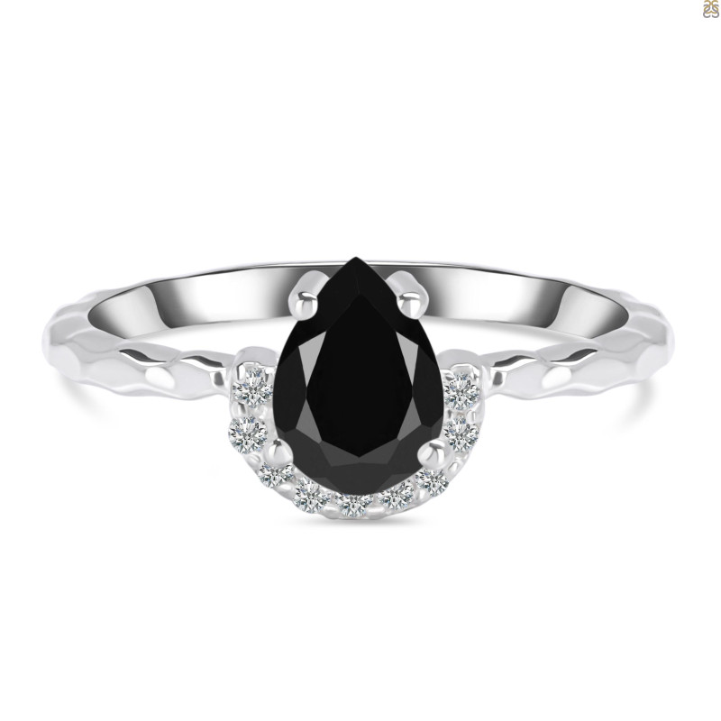 Black Tourmaline & White Topaz Ring BLS-RDR-2192.