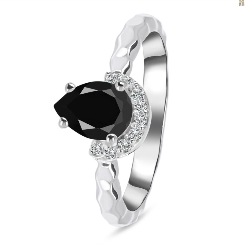 Black Tourmaline & White Topaz Ring BLS-RDR-2192.