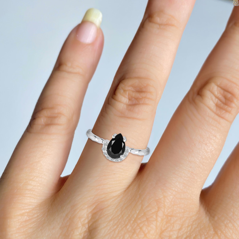 Black Tourmaline & White Topaz Ring BLS-RDR-2192.