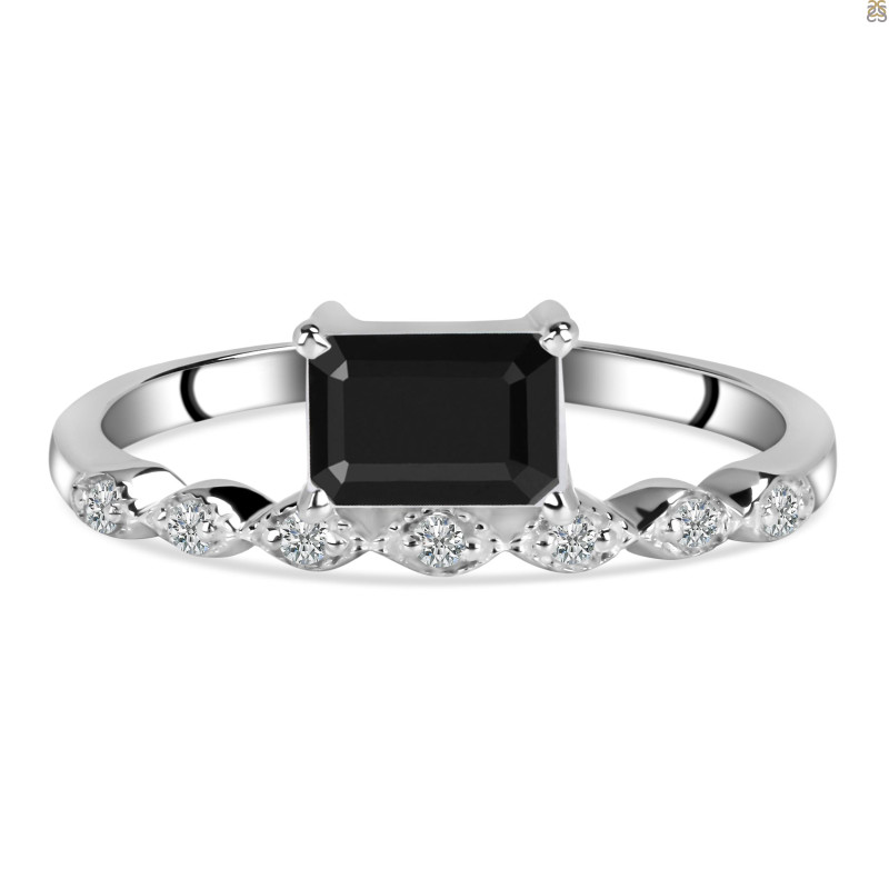Black Tourmaline & White Topaz Ring BLS-RDR-2199.