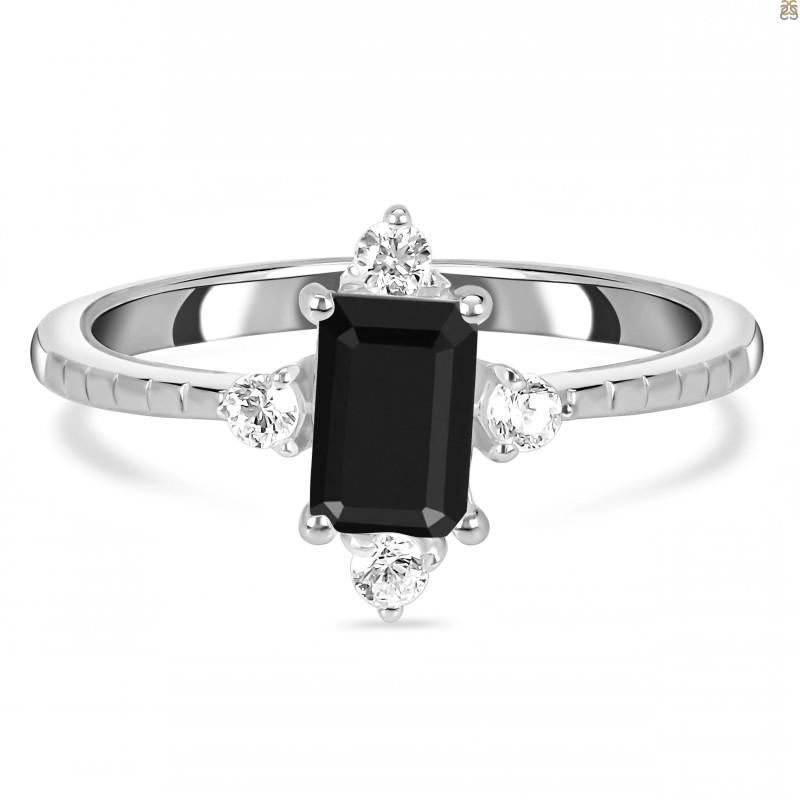 Black Tourmaline & White Topaz Ring BLS-RDR-2210.