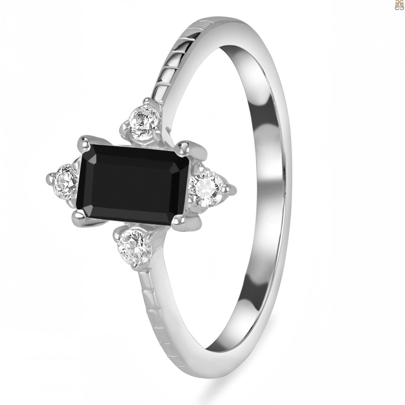 Black Tourmaline & White Topaz Ring BLS-RDR-2210.