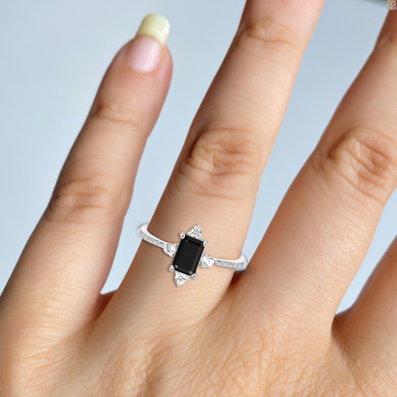 Black Tourmaline & White Topaz Ring BLS-RDR-2210.