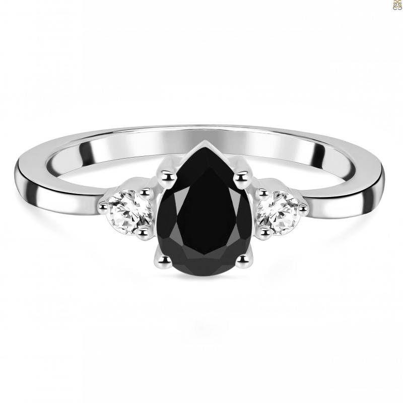 Black Tourmaline & White Topaz Ring BLS-RDR-2213.