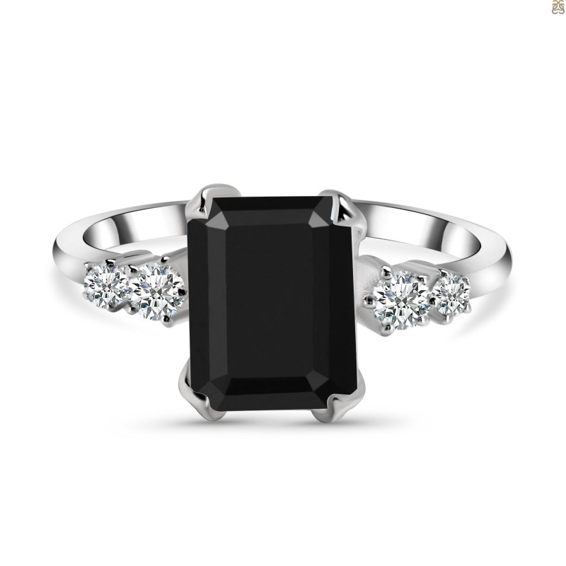 Black Tourmaline & White Topaz Ring BLS-RDR-2215.