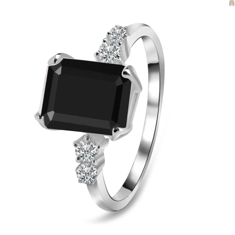 Black Tourmaline & White Topaz Ring BLS-RDR-2215.