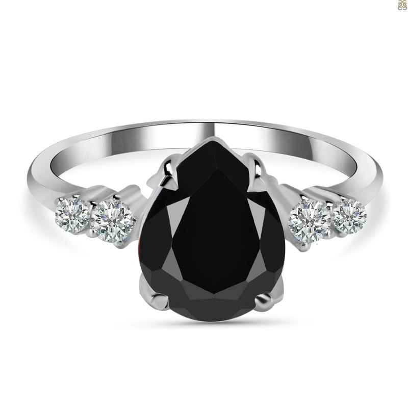 Black Tourmaline & White Topaz Ring BLS-RDR-2216.