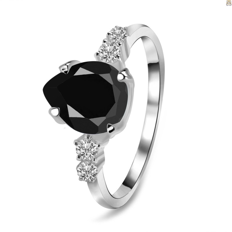 Black Tourmaline & White Topaz Ring BLS-RDR-2216.