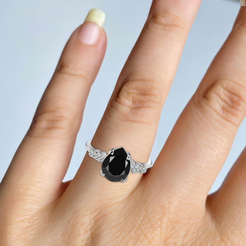 Black Tourmaline & White Topaz Ring BLS-RDR-2216.