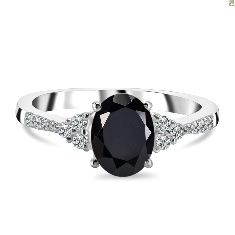 Black Tourmaline & White Topaz Ring BLS-RDR-2219.