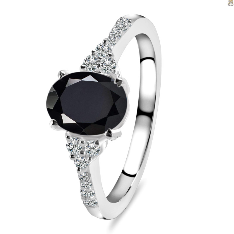 Black Tourmaline & White Topaz Ring BLS-RDR-2219.